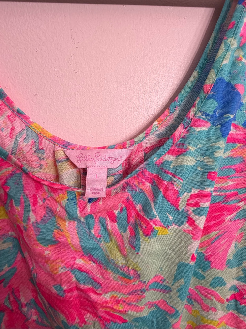Lilly Pulitzer Kinsey Tank Palm Beach Coral Print L - Picture 3 of 4